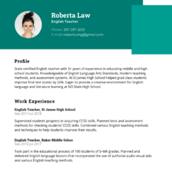 Education Teacher Resume Example