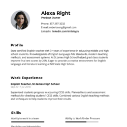 Bar Manager Resume Example