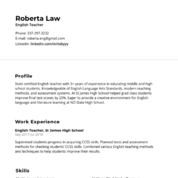 Infant Teacher Resume Example