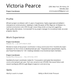 Service Worker Resume Example