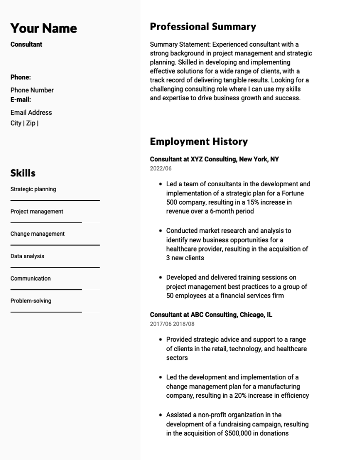 Consultant Resume Example Writing Guide Cvblade